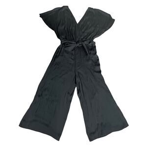 Express Black Satin Flutter Sleeve Culotte Jumpsuit Small NWT